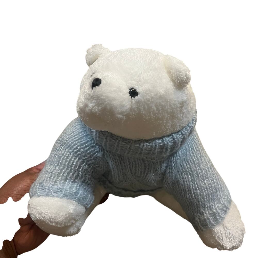 Bath And Body Works Polar Bear Wearing Knitted Sweater Stuffed Animal 8.5" Tall